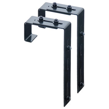 Mayne Adjustable Modern Metal Deck Rail Bracket in Black (Set of 2)