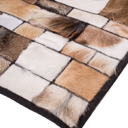Modern Handmade Cowhide Patchwork Area Rug, Rectangle, Brown White, 4'7"x2'0" - Hall And Stair Runners