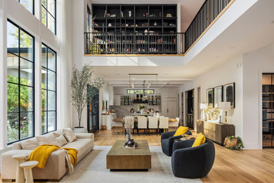 Example of a large minimalist family room design in Seattle