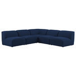 Meridian Furniture - Miramar Linen Textured Fabric  5-Piece Modular L-Shaped Sectional, Navy - Unwind and let your cares float away while you're curled up in the welcoming confines of this Miramar Modular Sectional. This sophisticated modular sectional is made from premium materials with a solid frame that ensures durability and long-lasting service life. The soft navy linen textured upholstery on this modular sectional makes it feel super indulgent against the skin. Pair this sectional with other items in the Miramar collection for a complete lookthe latches underneath make pairing a snap.
