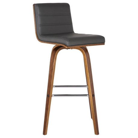 Armen Living Vienna Modern Faux Leather Upholstered Bar Stool in Gray