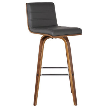 Armen Living Vienna Modern Faux Leather Upholstered Bar Stool in Gray