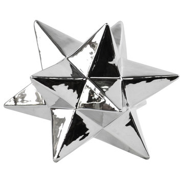 Ceramic Great Icosahedron Sculpture, Silver, Large