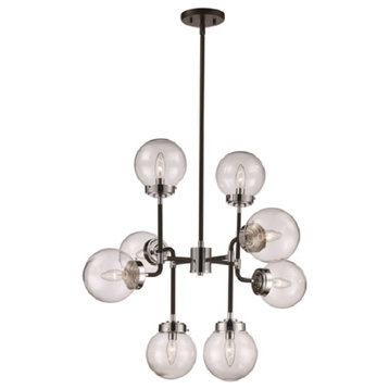 Metal Industrial 8-Light Chandelier With Glass Globe Shades