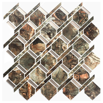 Miseno MT-WHSMSCSQU-AS Musico - 2" x 3" Deco Wall Mosaic Tile - - Brown