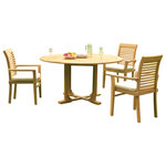 Teak Deals - 4-Piece Outdoor Teak Dining Set: 60" Round Table, 3 Mas Stacking Arm Chairs - Set includes: 60" Round Dining Table and 3 Stacking Arm Chairs.