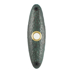 Hawk Hill Hardware - Hammered Doorell, Handmade Luxury Hardware, Verde - Doorbells And Chimes
