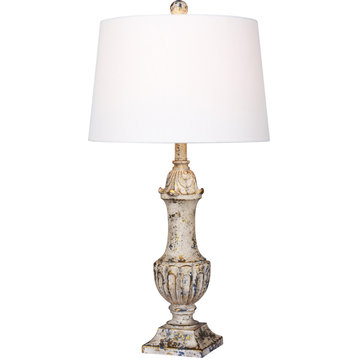 Distressed Decorative Urn Resin Table Lamp - Antique Ivory