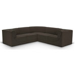 Meridian Furniture - Ollie Black Boucle Fabric L-Shaped Modular Sectional, Brown, 5-Piece: 2 Armless Chair, 3 Corner Chair - Meet the epitome of style and functionality with this Ollie boucle fabric living room sectional, part of the Ollie modular collection. A contemporary marvel, this sectional features chic and inviting rich brown boucle fabric upholstery, giving it a sumptuous texture that oozes elegance and luxury. Curved corners add to the visual look of the sectional while maximizing seating comfort while lounging, reading, or entertaining. Pair it with other items in the Ollie collection easily, thanks to an attachment latch underneath.