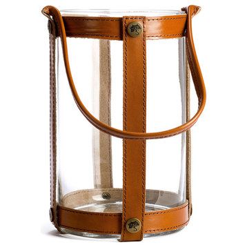 Marstrand Candle Lantern, Candle Lantern, Light Leather, Clear Glass