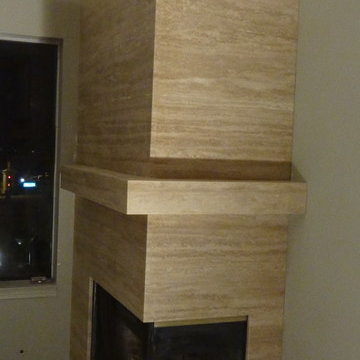 travertine fireplace in dana point
