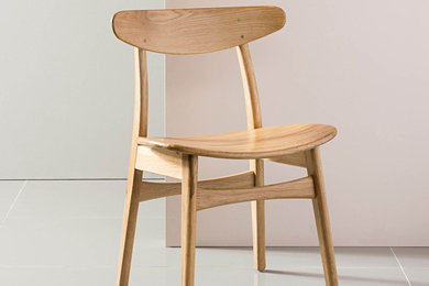 Astrid Solid Oak Dining Chair - Oak Seat - Dots Backrest