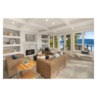 Elegant Mercer Island Waterfront Home - Transitional - Family Room ...