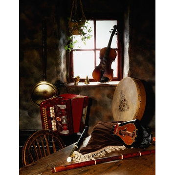 Traditional Musical Instruments  In Old Cottage  Ireland Print