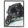 Black Pug Dog Pet Animal Watercolor Painting Framed Wall Art (30 in. W x 24 in.