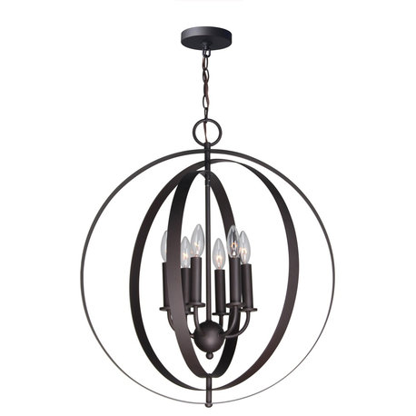 Woodbridge Lighting Camellia Round 6-Light Pendant Chandelier, Bronze