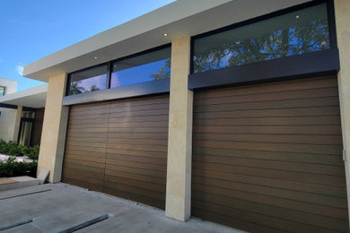 Garage and wood matching cladding door.