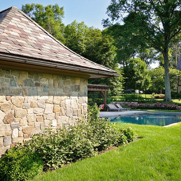 Stone Pool House & Pergola