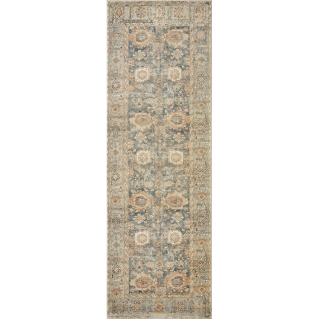 Margot Oriental Ocean/Spice Area Rug, 2'6"x9'6"