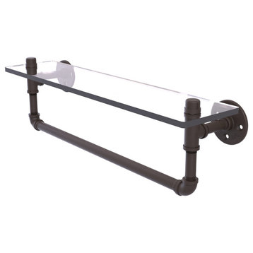 Pipeline Glass Shelf with Towel Bar, Oil Rubbed Bronze, 22"