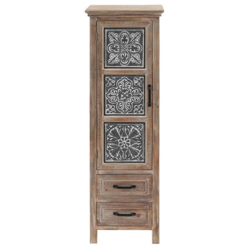Metal and Wood Tall Tower Cabinet