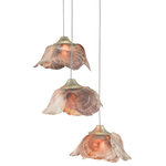 Currey & Company - Catrice 3-Light Multi-Drop Pendant - Rose-colored natural Capiz shells have become blossoms to ornament our Catrice 3-Light Multi-Drop Pendant. The silver pendant is luminous in a mix of painted silver and contemporary silver leaf finishes. This fixture is among Currey & Company's introduction of cluster lights, which includes 1-light up to 36-light configurations. We also have an arm chandelier and several wall sconces in this family of fixtures.
