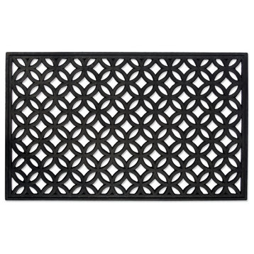 DII 30x18" Modern Style Recycled Rubber Lattice Doormat in Black