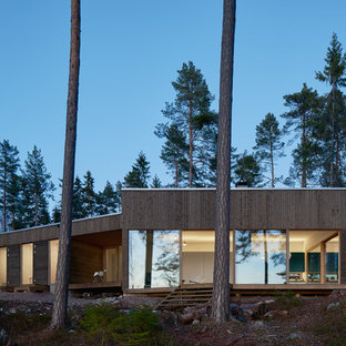 Inspiration för ett mellanstort funkis hus