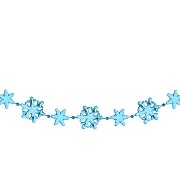 8' Shiny Metallic Blue Snowflake Beaded Christmas Garland