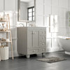 Eviva Acclaim 28" Transitional Bathroom Vanity w/ White Carrara Top, Grey