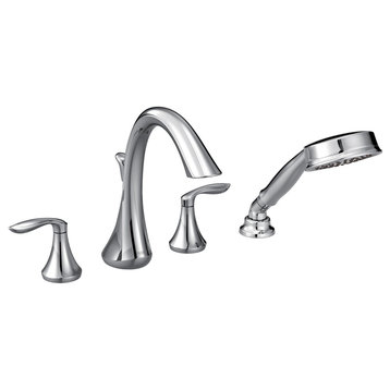 Moen Eva Chrome Two-Handle Roman Tub Faucet Includes Hand Shower T944
