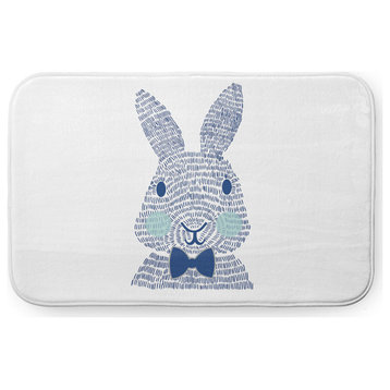 24" x 17" Monochrome Bunny Bathmat, Dark Cobalt Blue