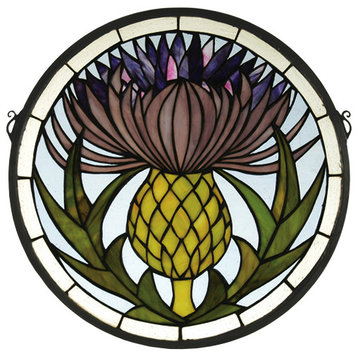 17W X 17H Thistle Stained Glass Window
