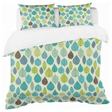 With Leaf Mid-Century Modern Duvet Cover Set, Queen