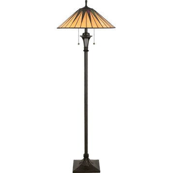 Gotham 2-Light Floor Lamp, Vintage Bronze, Art Glass
