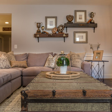 Neutral Rustic Transitional Basement