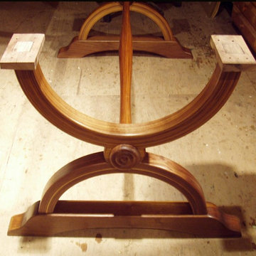 Black walnut trestle table in-process.