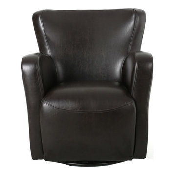 GDF Studio Almendro Bonded Leather Wingback Swivel Club Chair