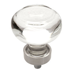 Cosmas - Cosmas 6355SN-BL Satin Nickel Cabinet Round Knob, Set of 10, Glass, Clear - Cabinet And Drawer Knobs