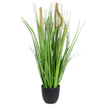 24" Potted Artificial Onion Grass Plant