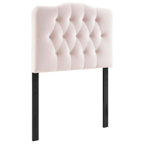 Annabel Twin Diamond Tufted Performance Velvet Headboard, Pink
