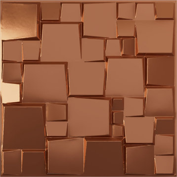 Modern Square EnduraWall Decorative 3D Wall Panel, 19.625"Wx19.625"H, Copper