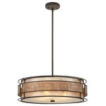 Quoizel - Laguna 4-Light Pendant in Renaissance Copper - This mica piece is an addition to the Quoizel Naturals collection and features a mosaic tile stripe, which appears to be floating around a taupe mica shade. The tiles have a coppery shimmer for an added touch of elegance. It provides a warm and inviting accent for most any home. Dimensions: 44" High, 22" in Diameter.  This light requires 4 , 60W Watt Bulbs (Not Included) UL Certified.