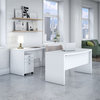 Echo Bow Front Desk and Credenza w/ Drawers in Pure White - Engineered Wood