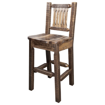 Homestead Bar Stool With Back, Stain and Clear Lacquer Finish