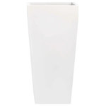 Root and Stock - Windsor Tall Square Planter, White, 15"x15"x30" - Showcase your greenery with The Windsor Tall Planter. Made of light-weight industrial strength fiberglass material, these planters are easy to move around and can be used either indoors or out. The modern square top and tapered base will add style and fresh air to any space.