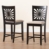 Loni Dining Collection, Beige/Espresso Brown, Counter Stool, Set of 2