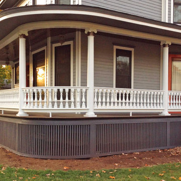 Victorian Porch with Curved Railing in Frankfort, IL
