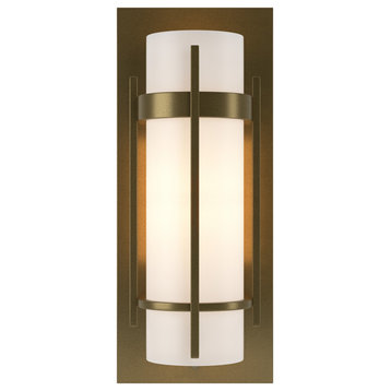 Banded with Bar Sconce, Soft Gold Finish, Opal Glass
