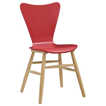 Modern Contemporary Urban Living Design Dining Room Side Chair, Wood, Red